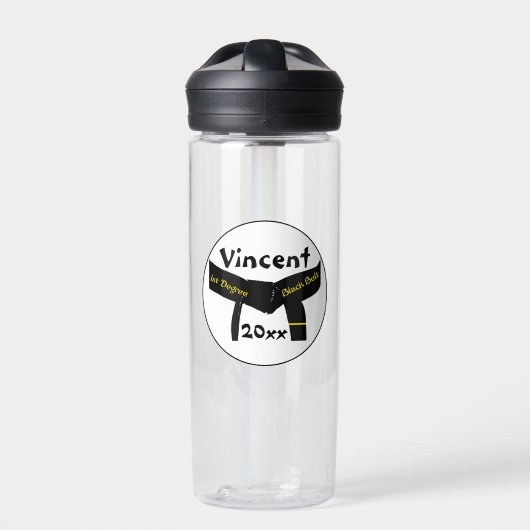 Zwarte gordel voor martial Arts First Degree Waterfles (Voorkant)