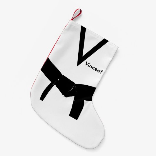 Zwarte gordel voor Martial Arts Kleine Kerstsok (Voorkant (Hangend))
