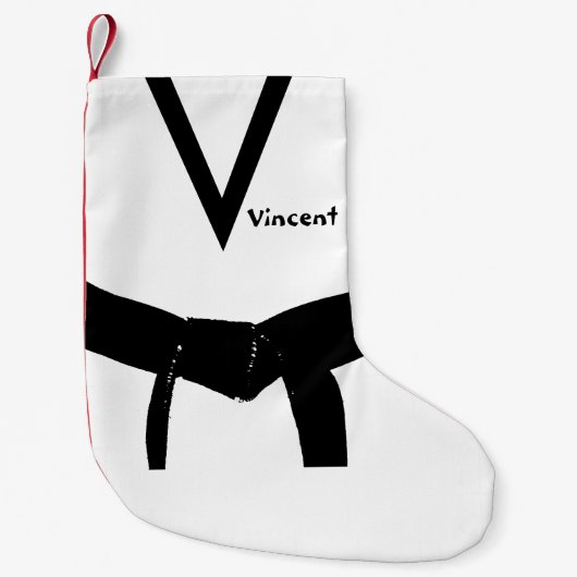 Zwarte gordel voor Martial Arts Kleine Kerstsok (Voorkant)