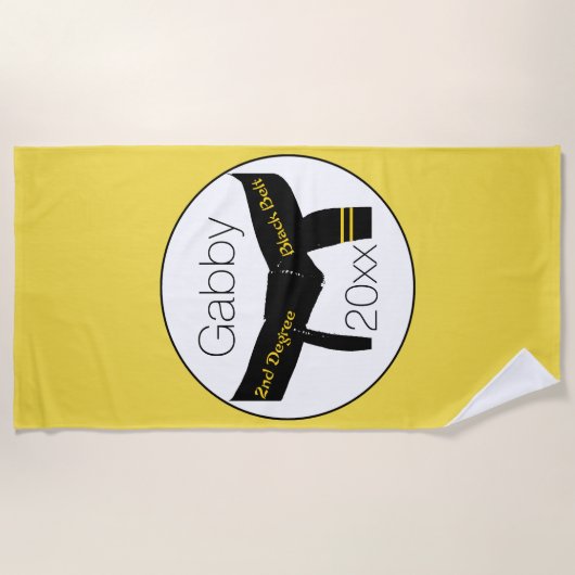 Zwarte gordel voor martial Arts Second graf Strandlaken (Voorkant)