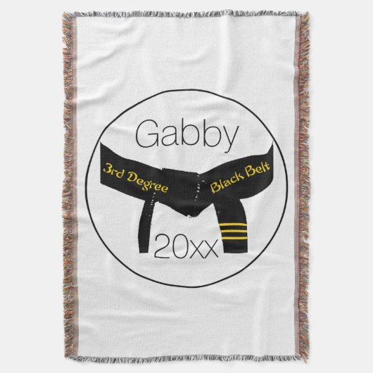 Zwarte gordel voor martiumarts, derde graad deken (Voorkant Verticaal)