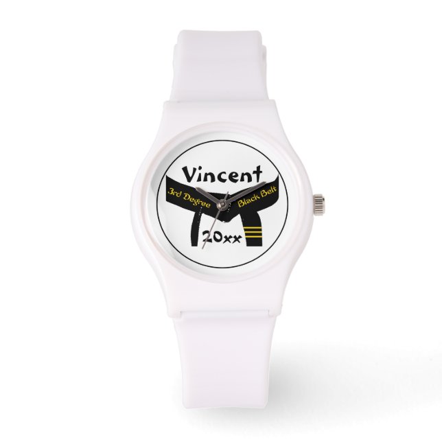 Zwarte gordel voor martiumarts, derde graad horloge (Voorkant)