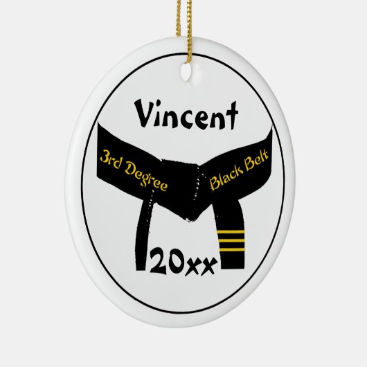 Zwarte gordel voor martiumarts, derde graad keramisch ornament (Rechts)