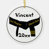 Zwarte gordel voor martiumarts, derde graad keramisch ornament (Voorkant)