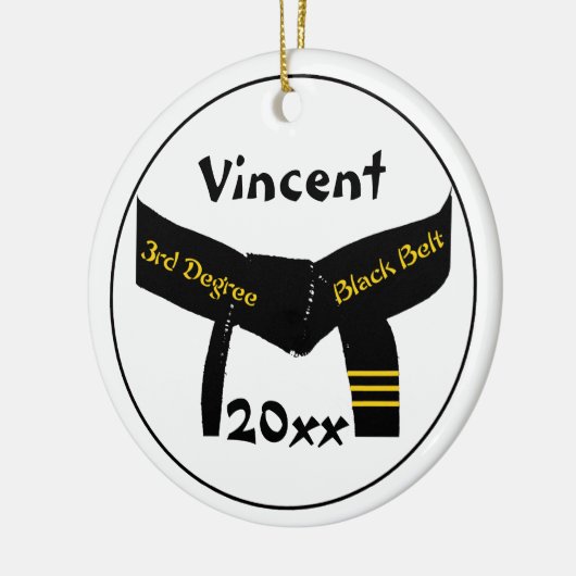 Zwarte gordel voor martiumarts, derde graad keramisch ornament (Links)