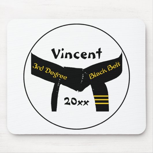 Zwarte gordel voor martiumarts, derde graad muismat (Voorkant)