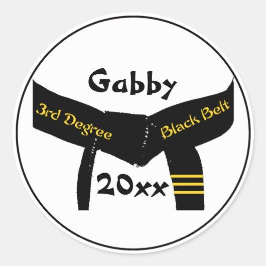 Zwarte gordel voor martiumarts, derde graad ronde sticker (Voorkant)