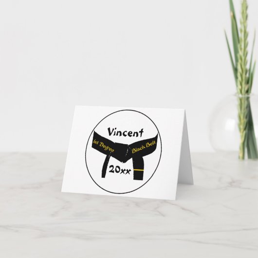 Zwarte gordel voor martiumarts van eerste graad kaart (Voorkant)