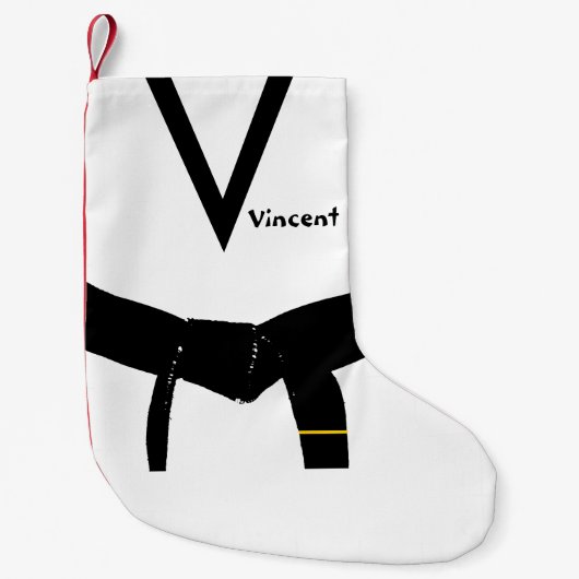 Zwarte gordel voor martiumarts van eerste graad kleine kerstsok (Voorkant)