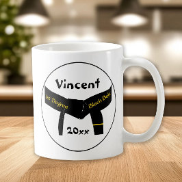 Zwarte gordel voor martiumarts van eerste graad koffiemok