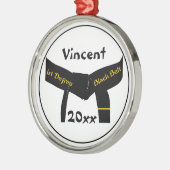 Zwarte gordel voor martiumarts van eerste graad metalen ornament (Links)