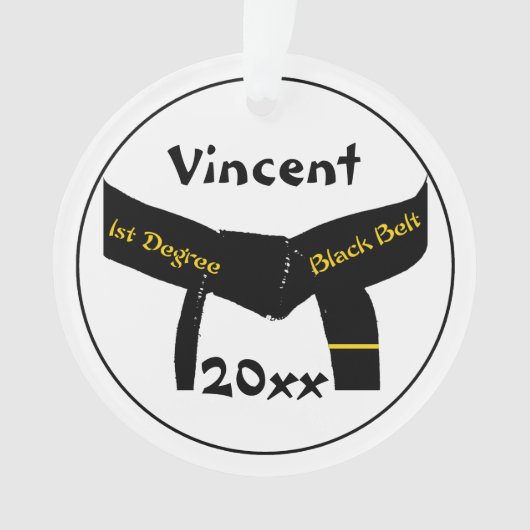 Zwarte gordel voor martiumarts van eerste graad ornament (voorkant)