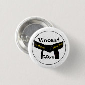 Zwarte gordel voor martiumarts van eerste graad ronde button 3,2 cm (Voorkant /achterkant)