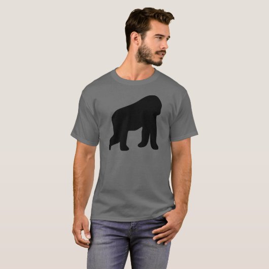 zwarte gorilla met aap t-shirt (Voorkant volledig)