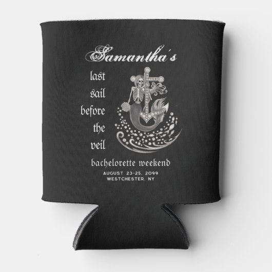 Zwarte Goth Mermaid Laatste Zeiltocht Jonggezellen Blikjeskoeler (Voorkant)