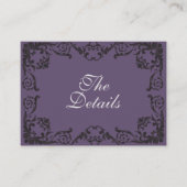 Zwarte Gothic Bruiloft QRC Bruiloft Details Behuiz Informatiekaartje (Voorkant)