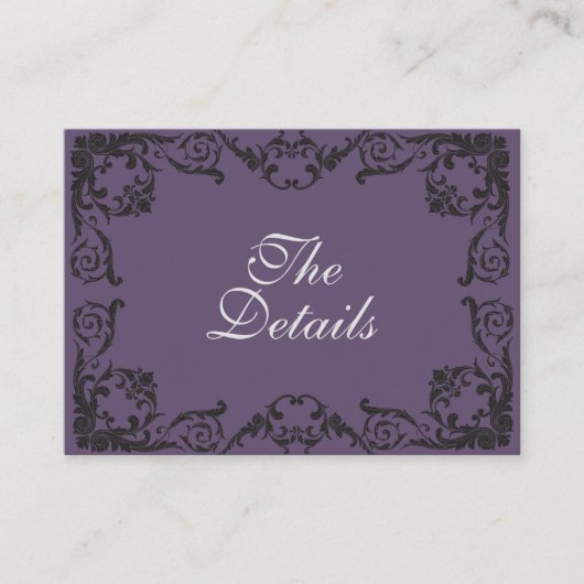 Zwarte Gothic Bruiloft QRC Bruiloft Details Behuiz Informatiekaartje (Voorkant)