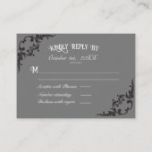 Zwarte Gothic bruiloft RSVP Informatiekaartje (Achterkant)