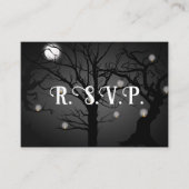 Zwarte Gothic bruiloft RSVP Informatiekaartje (Voorkant)