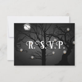 Zwarte Gothic bruiloft RSVP Kaart