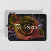 Zwarte Gothic Crimson Roos bruiloft details Kaart (Voorkant / Achterkant)