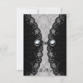 Zwarte Gothic en diamant RSVP Kaartje (Voorkant)