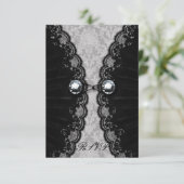 Zwarte Gothic en diamant RSVP Kaartje (Staand voorkant)