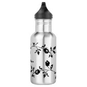Zwarte Gothic Floral Water Flacon met naam Waterfles (Rechts)