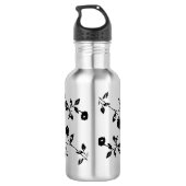 Zwarte Gothic Floral Water Flacon met naam Waterfles (Achterkant)