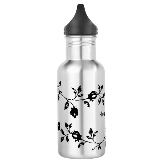 Zwarte Gothic Floral Water Flacon met naam Waterfles (Links)
