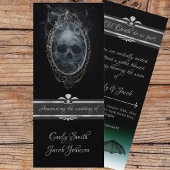 Zwarte Gothic Halloween Wedding Ghosted Skull & Ba Kaart