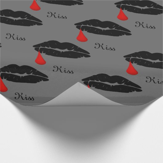 Zwarte Gothic Vampire Kiss-pakpapier Cadeaupapier (Hoek)