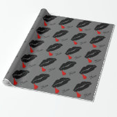 Zwarte Gothic Vampire Kiss-pakpapier Cadeaupapier (Uitgerold)