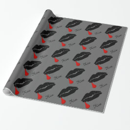 Zwarte Gothic Vampire Kiss-pakpapier Cadeaupapier