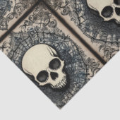Zwarte Gothische schedel, spinweb ornament ephemer Tissuepapier (Detail)