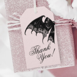 Zwarte gotische baby shower favor tags cadeaulabel