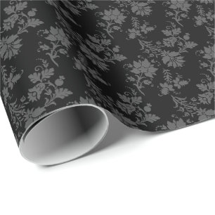 Zwarte Gotische Bloem Cadeaupapier