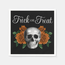 Zwarte gotische bloemenschedel Trick Or Treat Hall