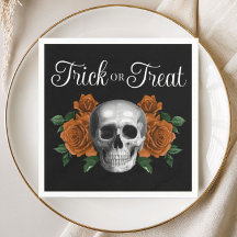 Zwarte gotische bloemenschedel Trick Or Treat Hall