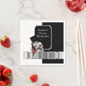 Zwarte gotische bruidegom schedel bruiloft servet (Insitu)