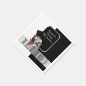 Zwarte gotische bruidegom schedel bruiloft servet (Hoek)