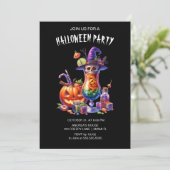 Zwarte gotische cocktails Halloween Kaart (Staand voorkant)