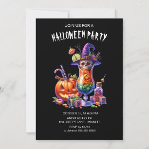 Zwarte gotische cocktails Halloween Kaart