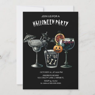 Zwarte gotische cocktails Halloween Kaart