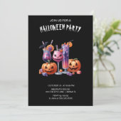 Zwarte gotische cocktails Halloween Kaart (Staand voorkant)