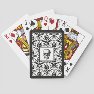 zwarte gotische Damask Pattern Skull Pokerkaarten