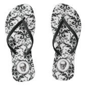  zwarte gotische Damask Pattern Skull Teenslippers (Voetbed)