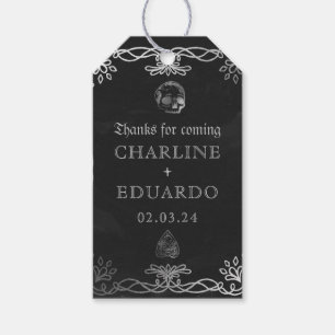 Zwarte Gotische Fantasy Zilveren Ivy Wedding Cadeaulabel