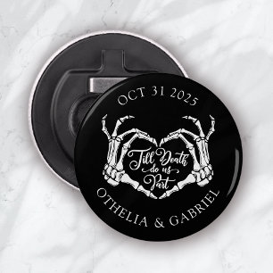 Zwarte Gotische Halloween Bruiloft Button Flesopener