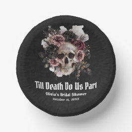 Zwarte Gotische Halloween Floral Skull Vrijgezelle Papieren Kommen